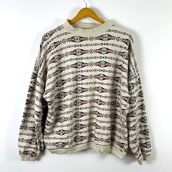 Vintage Cotton Ginny Aztec Print Mock Neck Sweatshirt